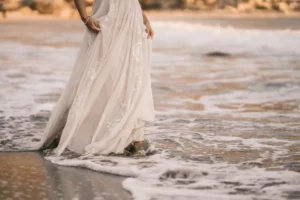 a bride walking on a beach, representing the bride of Christ