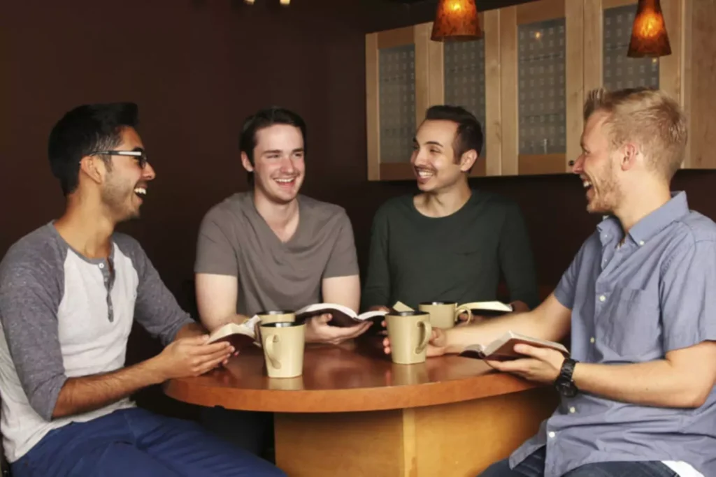 men in a small group