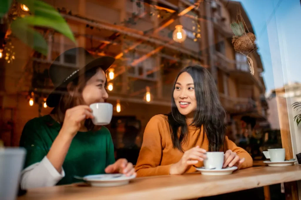 Two women having coffee, finding lifelong relationships